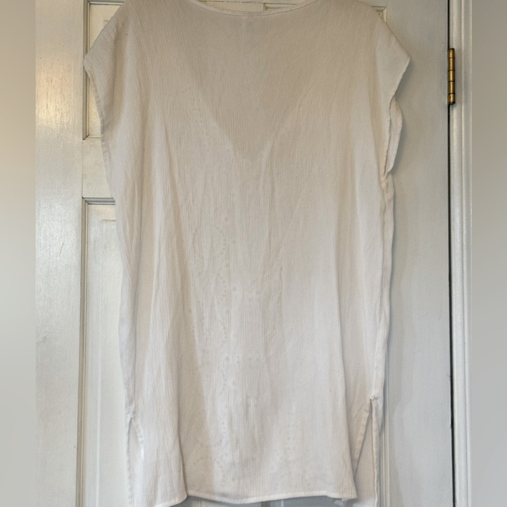 Kona Sol White Fitted Cap Sleeve Blouse Coverup‎ - Picture 2 of 5
